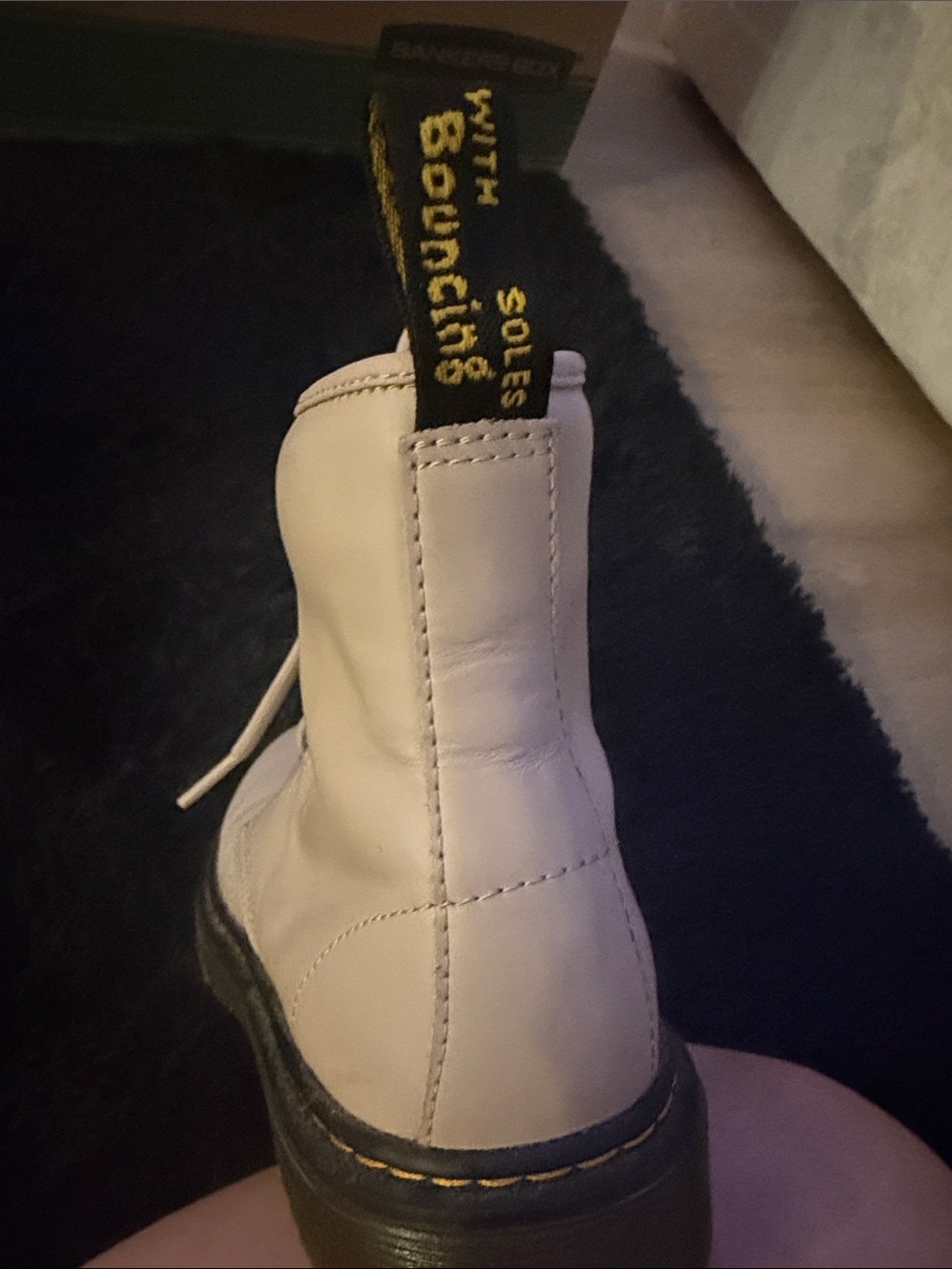 Dr. Martens White Leather Lace-Up Boot with Black Sole